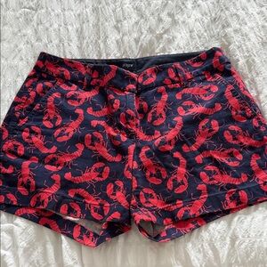 J. Crew Navy Shorts with Red Lobster Print